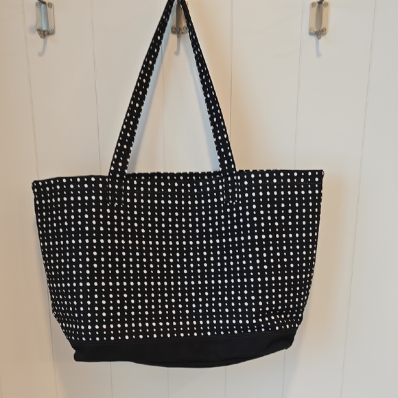 Thirty-One Black and White Dot Large Tote - Picture 3 of 9